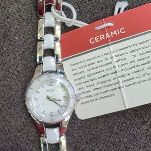 Relic White and Silver Ceramic Watch